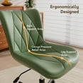 thumbnail image 5 of HomeZeer Space Saving Armless Office Chair with Wheels, Adjustable Height PU Leather Swivel Computer Task Chair, Soft Padded Mid Back Vanity Chair Design for Home Office & Small Spaces, Green, 5 of 11