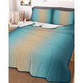 thumbnail image 2 of Quilts Full Size, Teal Blue Khaki Ombre Soft Comforter Bedding Set for Bed, Modern Abstract Art Gradient Lightweight Quilted Bedspread with Pillow Cover(2 Pieces) for All Season, 78x90 Inch, 2 of 6