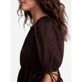thumbnail image 3 of Time and Tru Women's Tiered Midi Dress with Tie Puff Sleeves, Sizes XS-XXXL, 3 of 4