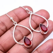 Red Garnet Designer Handmade 925 Silver Plated Earring 1.95" E_9423_245_47, Valentine's Day Gift, Birthday Gift, Beautiful Jewelry For Woman & Girls