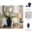 thumbnail image 5 of Ceramic Temple Jar with Lid for Living Room Decor - Contemporary Flower Vase for Bedroom, Home Styling, and Kitchen Counter - Sculpted House Accent for Office and Table Decor - 18", Blue & Gold, 5 of 13