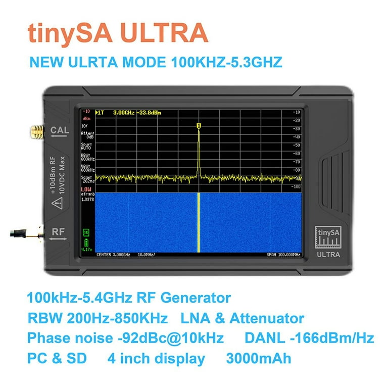 TinySA Ultra Spectrum Analyzer, 4.0 inch 100kHz to 5.3GHzTiny 