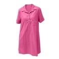 thumbnail image 6 of Summer Dress for Women Collared Short Sleeve Half Button Down Loose Casual Solid Dress with Pockets, 6 of 7