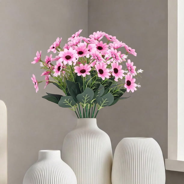 Margaritas artificiales, tallos falsos, flores de seda realistas para centros de mesa en el hogar y la oficina | Vegetación decorativa realista para jarrones de interior