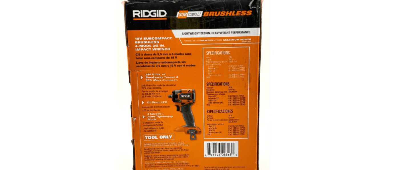 RIDGID 18V SubCompact Brushless Cordless 3/8 in. Impact Wrench