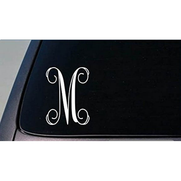 Monogram M vine initial *I358* 6 inch tall Sticker decal letters gift