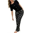 thumbnail image 4 of Tnhcen Women's Casual Home Wear Short Sleeve Pajama Set with Print Long Pants - Soft Stretchy Sleepwear for Cozy Nights & Lazy Mornings, 4 of 5