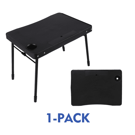 Mainstays 26  Adjustable Height Personal Folding Table with Cupholder and Tablet Holder  Black
