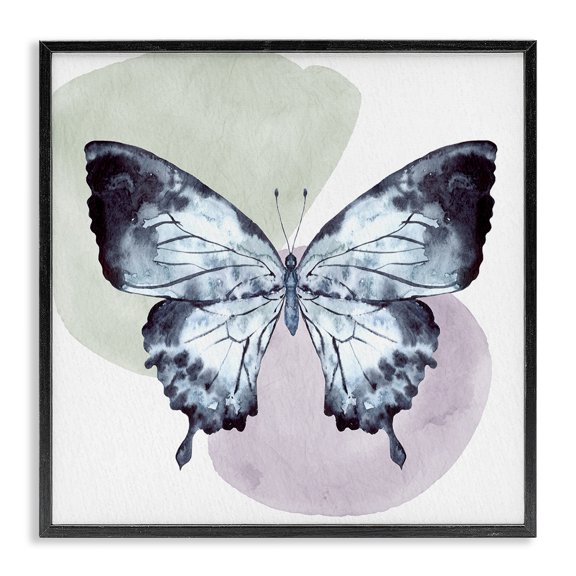 Stupell Industries Scandinavian Butterfly with Subtle Shapes Black Framed Giclee Art, 24 x 24, by Kim Allen