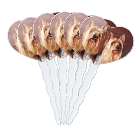 Yorkie Yorkshire Terrier Buddies Heart Love Cupcake Picks Toppers Decoration Set of 6