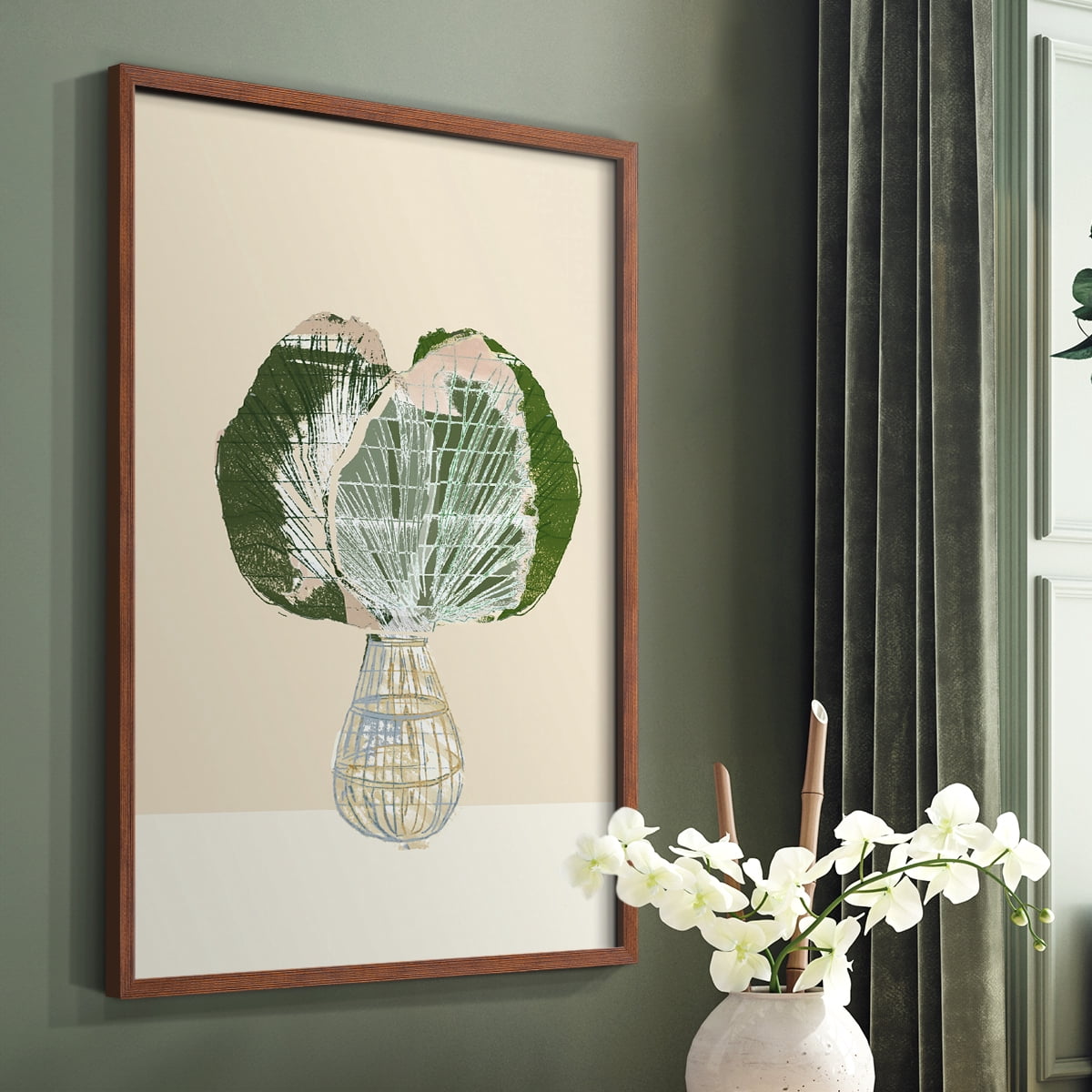 Woven Tropical Leaf I Framed Print - Solid Wood in Single Picture Frame Solid Wood 2 Framed Print
