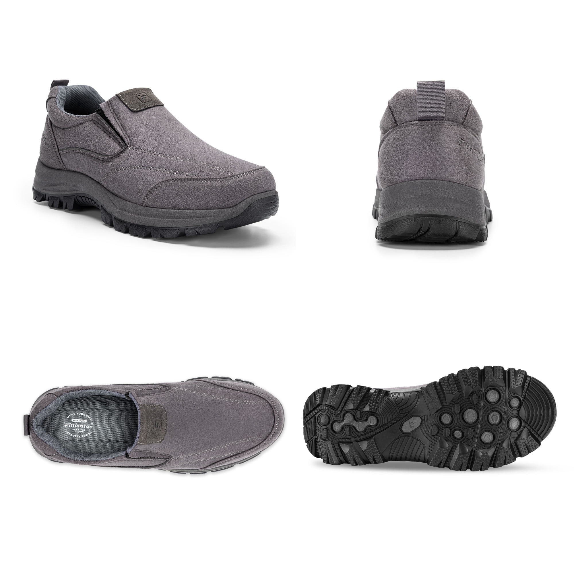 Fittington Mens Slip on Hiking Shoes Men's Walking Shoes Outdoor Trekking Loafer, Grey