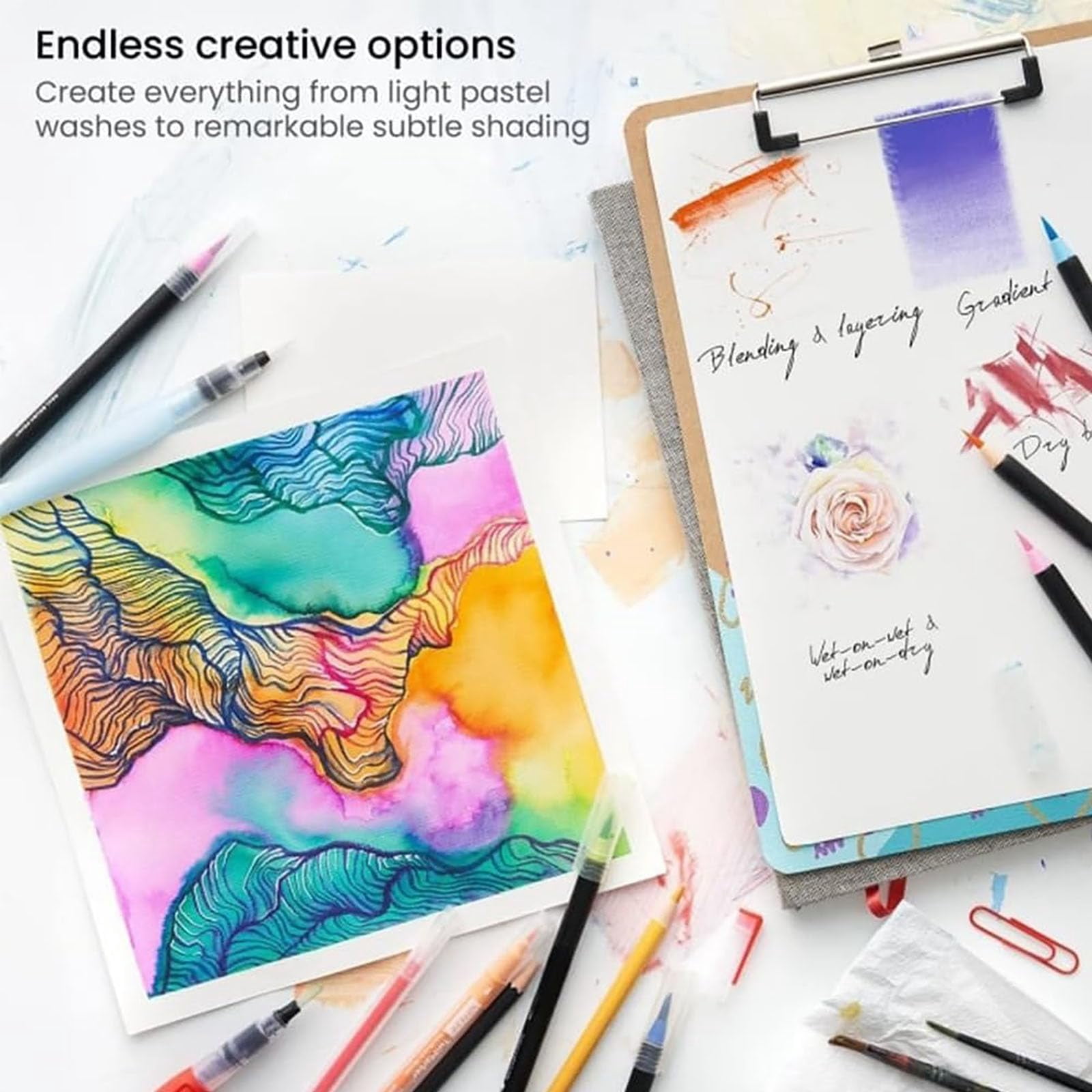 Watercolor Real Brush Pen Sets with Flexible Nylon Tips, Ideal for Calligraphy, Lettering & Painting, Portable Art Paint Pens Set, Great for Artists, Beginners & Kids(48 Colors/2 Sets)