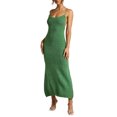 thumbnail image 2 of xiaxaixu Robe Longue d'Été Ajustée pour Femmes Couleur Unie Sans Manches Coupe Basse Robe à Bretelles Spaghetti en Tricot, 2 of 7