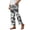 Grey, variant on Boho Beach Pants for Women Casual Floral Print Elastic Waist Wide Straight Leg Loose Linen Cropped Pants with Pockets