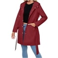 thumbnail image 3 of Ihhxva Windbreaker Jacket for Women Hooded Trench Coat with Pockets Adjustable Waist Women's Longline Lightweight Waterproof Casual Spring Outerwear S-3XL, 3 of 7