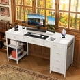 thumbnail image 6 of Amadwell 47" Desk with Drawers & Storage, Office Desk with Reversible Shelves, Gaming Computer Desk, White, 6 of 9
