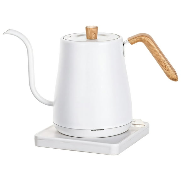 Gooseneck Kettle for Precise Pouring, 314.96 in (800 ml) Stainless Steel Water Heater for Tea and Coffee, 1000W Fast Heating, Ergonomic Wooden Handle, Temperature Control with Auto Shut Off (110V)