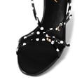 thumbnail image 4 of YDN Women Crisscross Strap Open Toe Sandals Buckled Thin Strap Kitten Low Heels Party Night Club Dressy Shoes Size 5 Black Polka Dots, 4 of 4