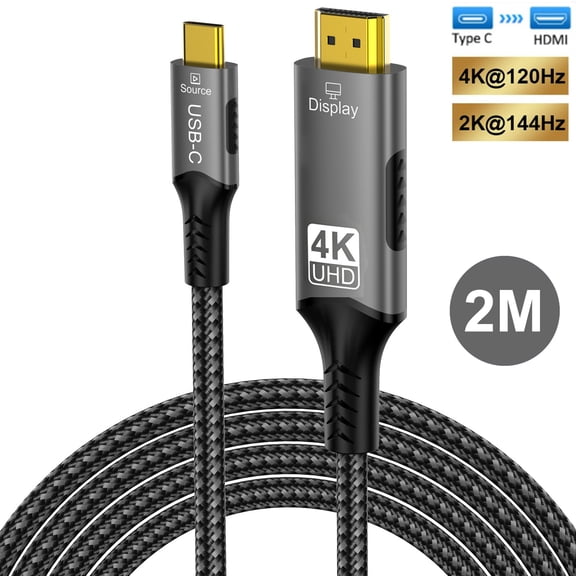 USB-C to HDMI Cable 6Ft [4K@60Hz] High-Speed USB Type C to HDMI  Braided Cord (Thunderbolt 3/4 Compatible) for iPhone 17  Series, MacBook Pro/Air, iPad Pro, Galaxy S8 to S23