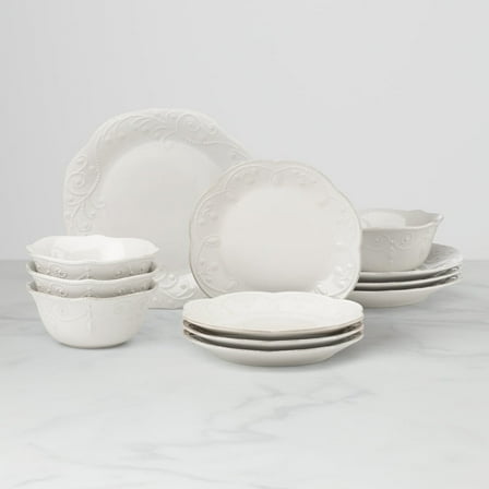 Lenox White French Perle 12-Piece Dinnerware Set, 21.15 LB
