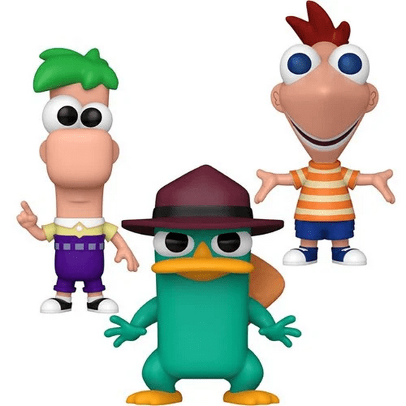 Funko Pop! Disney: Phineas & Ferb Complete Set of 3 – Phineas, Ferb & Agent Perry (Perry the Platypus)  with Protectors