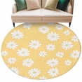thumbnail image 2 of White Yellow Daisy Round Area Rug 7 FT, Non Slip Living Room Area Carpet, Spring Summer Floral Botanical Washable Soft Circular Rug Non-Shedding Floor Carpet for Bedside Office Play Room Classroom, 2 of 9