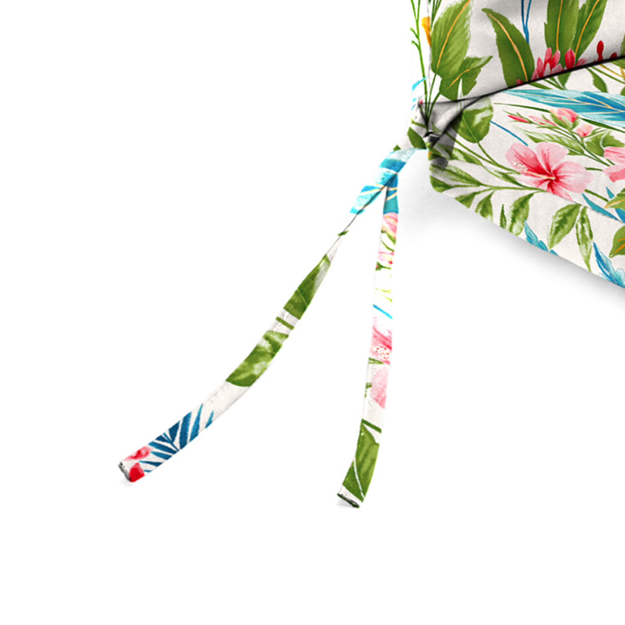 Jordan Manufacturing 44" x 21" Carena Multi White Floral Rectangular Outdoor Chair Cushion with Ties and Hanger Loop (2 Pack)