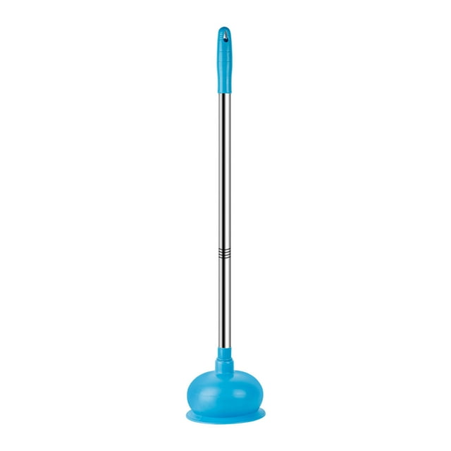 Blue Toilet Plunger With High Pressure Suction For Household Kitchen Pipe And Drain Unclogging 22.8X5.9X2.0 Inches Rubber Unclogger Tool