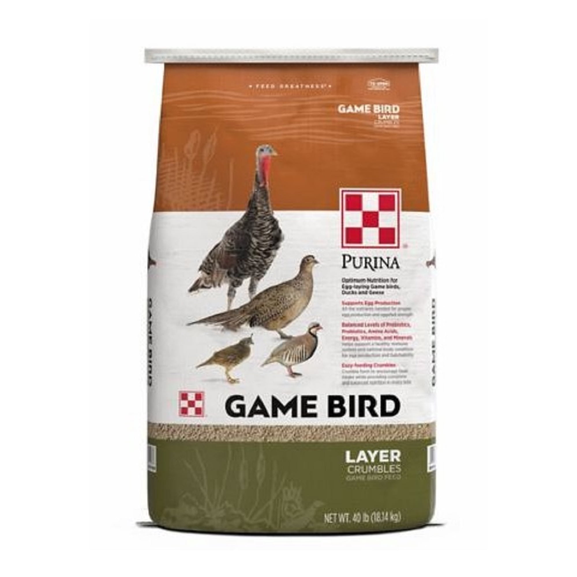 Purina 3006901-305 Adult Game Bird Layer Crumbles 40 lbs. Package Poultry Feed