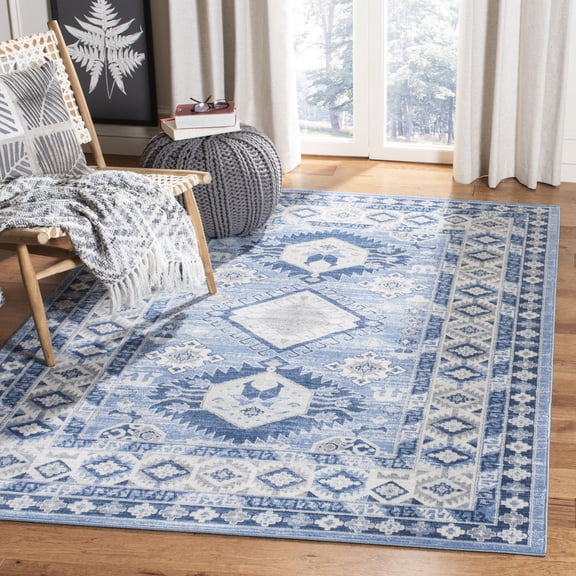 Safavieh Kazak Winslow Geometric Area Rug, Blue/Creme, 5'3" x 7'6"