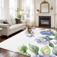 thumbnail image 3 of Flower Butterfly Large Area Rugs for Bedroom Living Room, Soft Non Slip Carpet Bedside Rug, Blue Purple Watercolor Wilflower Rectangular Floor Cover Kitchen Accent Rug 5'x7' for Dining Room/Office, 3 of 9