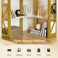 thumbnail image 6 of VECELO Student Study Workstation with Keyboard Tray and Shelf Corner Desk, Gold, 6 of 9