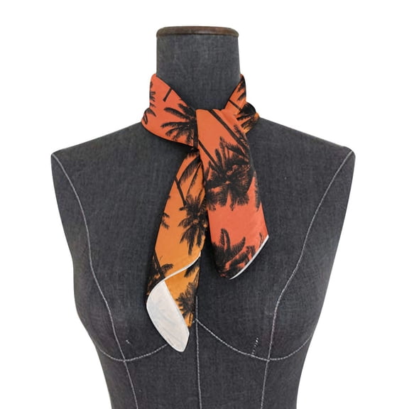 Square Scarf 24x24 Inch Silhouettes Of Palm Trees Silky Satin Sun Protection Neck Scarf for Women Multi-Purpose Head Wrap Bandana for Hair Bag Decoration