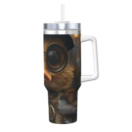

Uemuo Vintage Gentleman Duck Print 40oz Ice Bully With Handle And Straw Stainless Steel Vacuum Insulated Cup And 2 In 1 Straw Lid Insulated Travel Tumbler