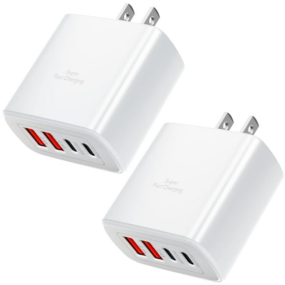VKUJDT 2 piezas cargador tipo c carga rapida, 33W Cargador USB portáti con Cargador C Rapido 2 Puert