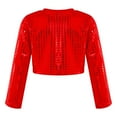 thumbnail image 2 of Alvivi Girls Kids Glitter Long Sleeve Crop Top Hip Hop Jazz Dance T-shirts Stage Performance Costume Red 9-10, 2 of 7