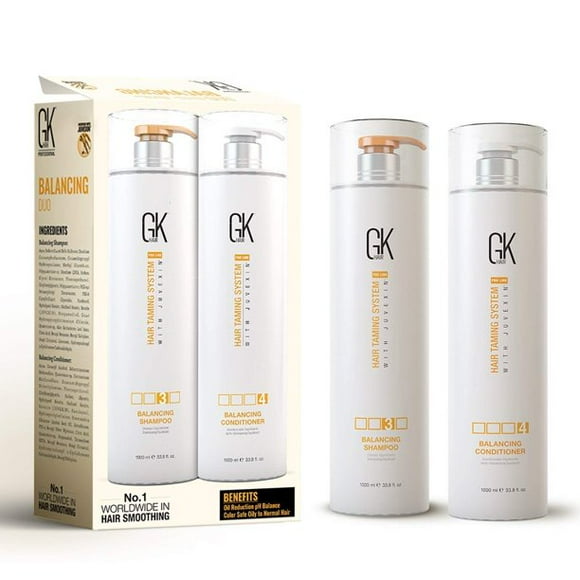 GK HAIR Ensembles de Shampooing et après-Shampooing Équilibrants à la Kératine (33.8 Fl Oz/1000ml) pour Cheveux Gras et Colorés Nettoyage en Profondeur Idéal pour Cheveux Surtraités et Vieillis Écologiquement