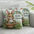 thumbnail image 3 of Creowell  Happy Easter Hello Spring Gnome Flower Throw Pillow Covers, 18 x 18 Inch Cushion Case Decoration for Sofa Couch, 3 of 5