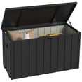 thumbnail image 1 of Outsunny 119 Gallon Deck Box, Outdoor Storage Box with Wheels, Dark Grey, 1 of 10