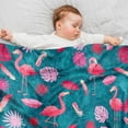 thumbnail image 5 of Flamingo Throw Blanket for Baby Girls Gift, Tropical Leaves Pink Flamingos Throw Blankets for Toddler Girls, Flamingo Blanket for Baby Shower Birthday Hawaiian Tropical Party (30 x 40 Inches), 5 of 6