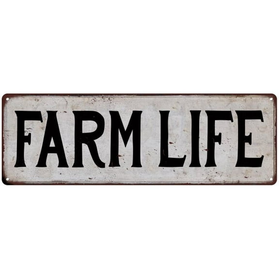FARM LIFE Vintage Look Rustic Metal 6x18 Sign City State 106180041207