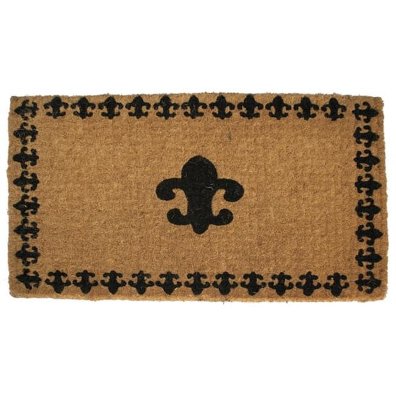 HomeRoots 573927 18 x 30 in. Brown & Black Coir Abstract Outdoor Door Mat