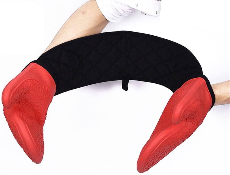 Connected Oven Mitts All-in-One Potholder Gloves Heat Resistant Quilted Silicone Oven Mitts 33.8 x 7-inch