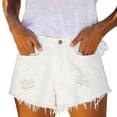 thumbnail image 5 of hoksml Women's High Waist Distressed Denim Shorts, Frayed Hem Jean Shorts, Casual Ripped Denim Shorts, 5 of 8