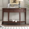 thumbnail image 2 of Half Moon Console Table Sofa Table with 3 Drawer and 1 Open Storage Shelf, Wooden Accent Storage Cabinet for Living Room/Entryway, 51.1''W x 13.7''D x 33.4''H, Espresso, 2 of 8