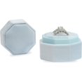 thumbnail image 2 of LAICAIW Velvet 3 Slots Jewelry Ring Box Engagement Wedding Box Keepsake Box Bridal Photo Ring Triple Slots Octagon (Powder Blue), 2 of 3