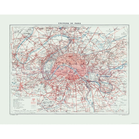 Historic Map - Paris France - Colton 1921 - 29.13 x 23 - Vintage Wall Art