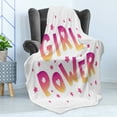 thumbnail image 4 of Girl Power Soft Flannel Fleece Blanket, Lettering with Ombre Style Letters Floral Composition Social Movement Theme, Cozy Plush for Indoor and Outdoor Use, 60" x 80", Yellow and Pink, by Ambesonne, 4 of 5