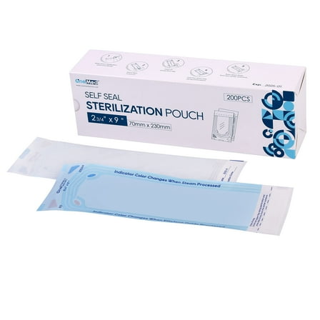 OneMed Dental Self-Sealing Sterilization Pouches 2.75x9 inch 200/Box 10 Boxes